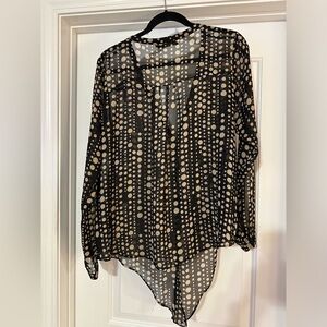 THE LIMITED Black/Tan Polka Dot Sheer Blouse